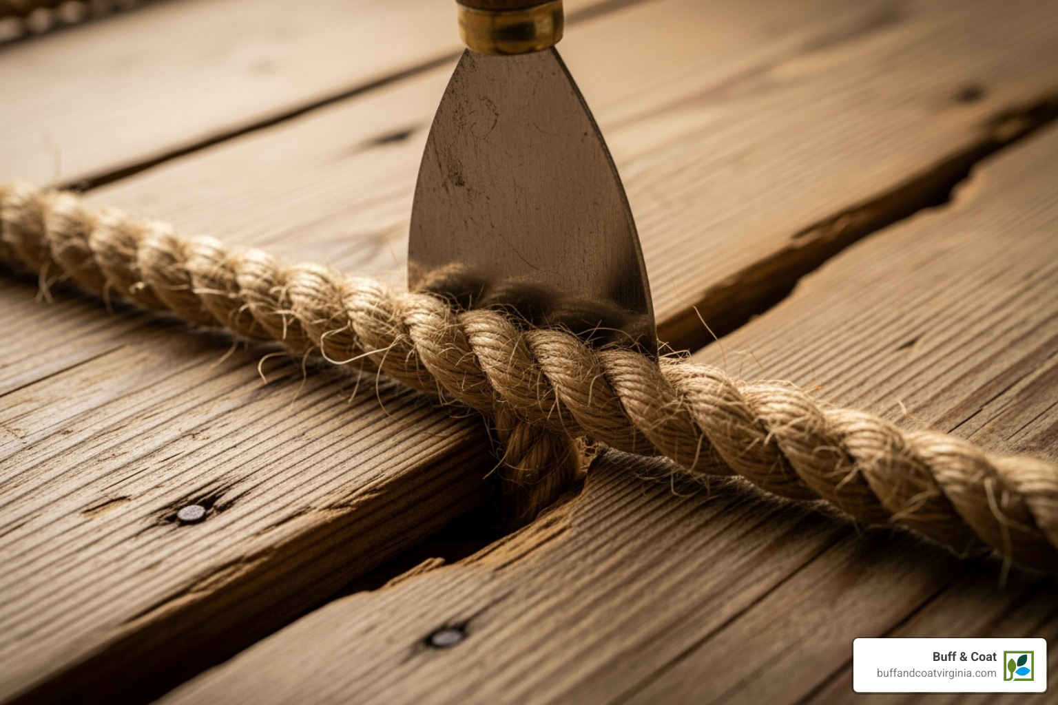 jute rope being pressed into a floor gap with a putty knife - repair wood floor gaps jute rope being pressed into a floor gap with a putty knife - repair wood floor gaps