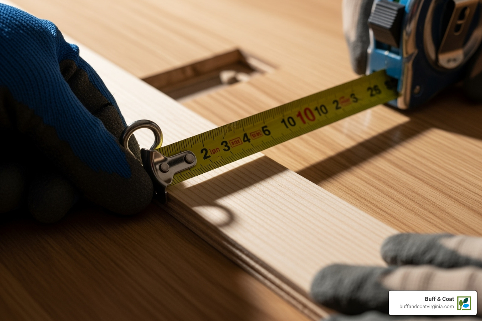 a wood strip being measured and cut to fit a large gap - repair wood floor gaps a wood strip being measured and cut to fit a large gap - repair wood floor gaps