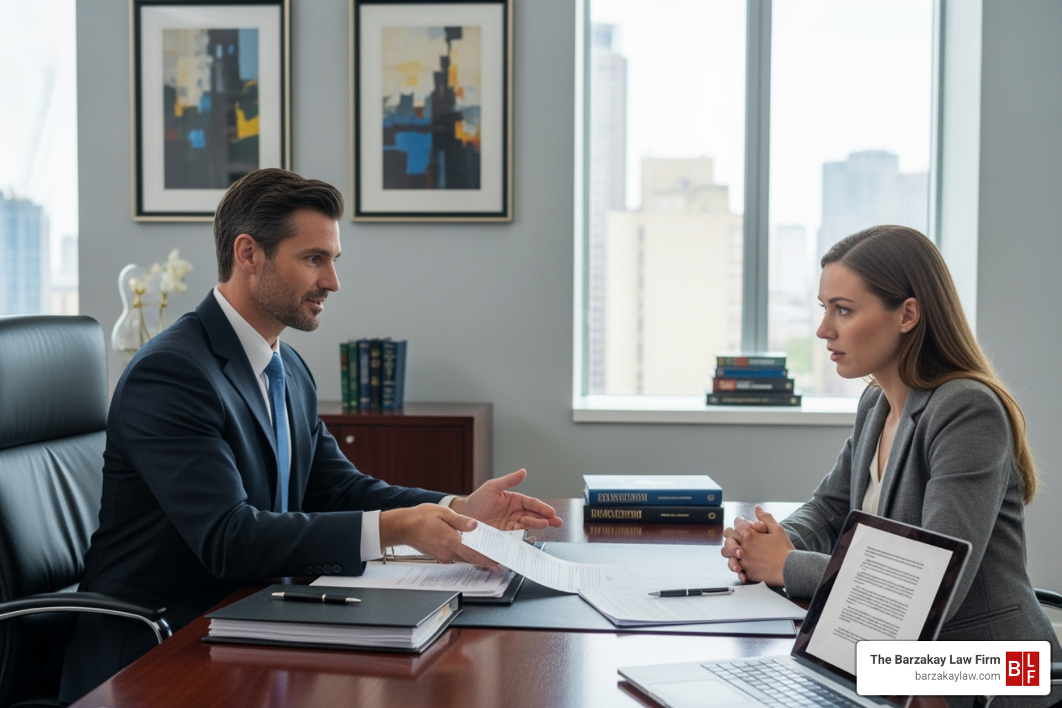 Person having a consultation with a lawyer - slip and fall concussion settlement Person having a consultation with a lawyer - slip and fall concussion settlement