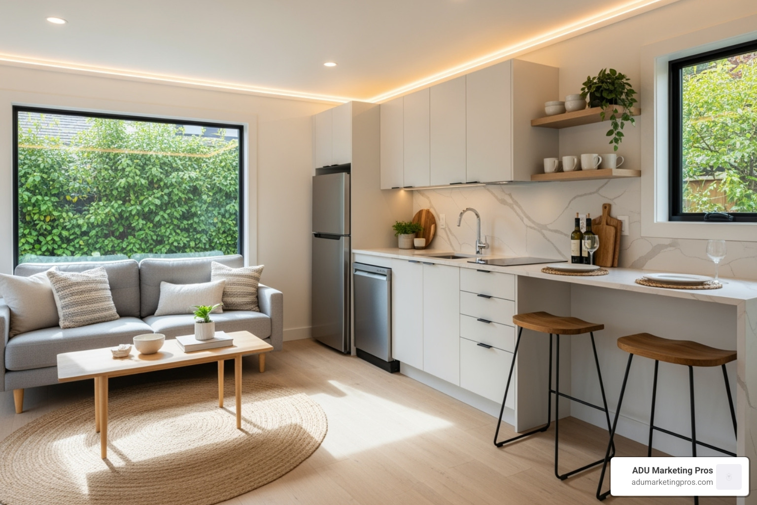 interior of a modern detached ADU - Guest house ADU