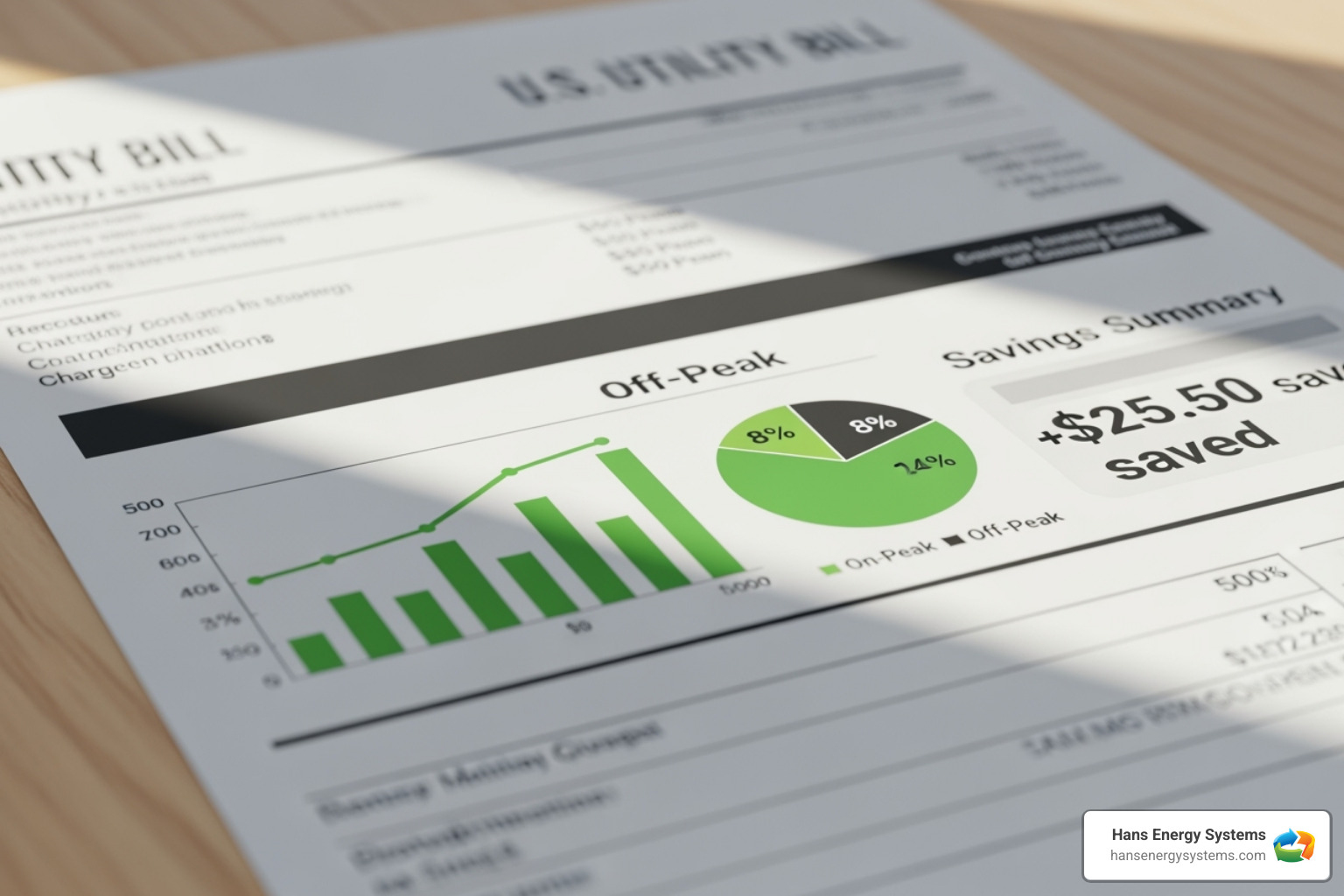 a utility bill showing off-peak savings - tesla model 3 home charger installation