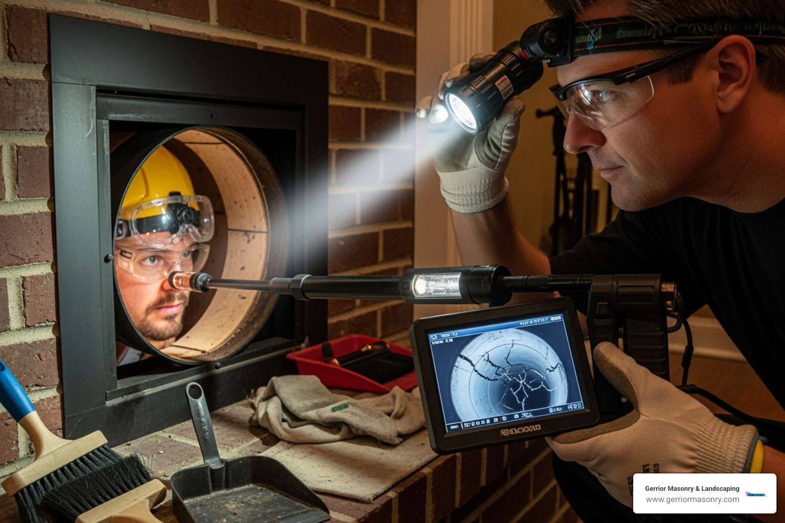 Certified professional inspecting a chimney - Wood stove installation