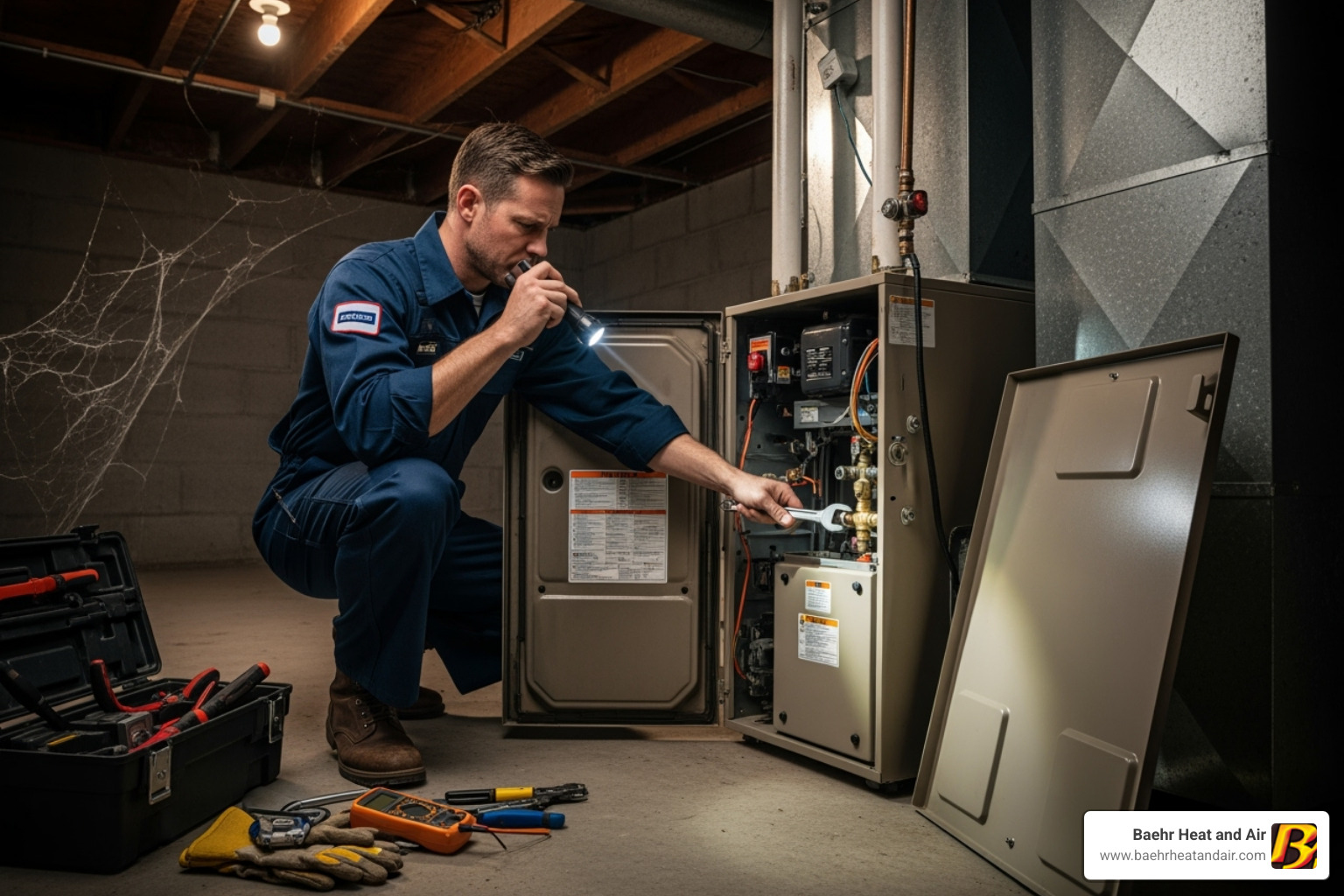 HVAC technician performing furnace maintenance - furnace repair grass valley HVAC technician performing furnace maintenance - furnace repair grass valley