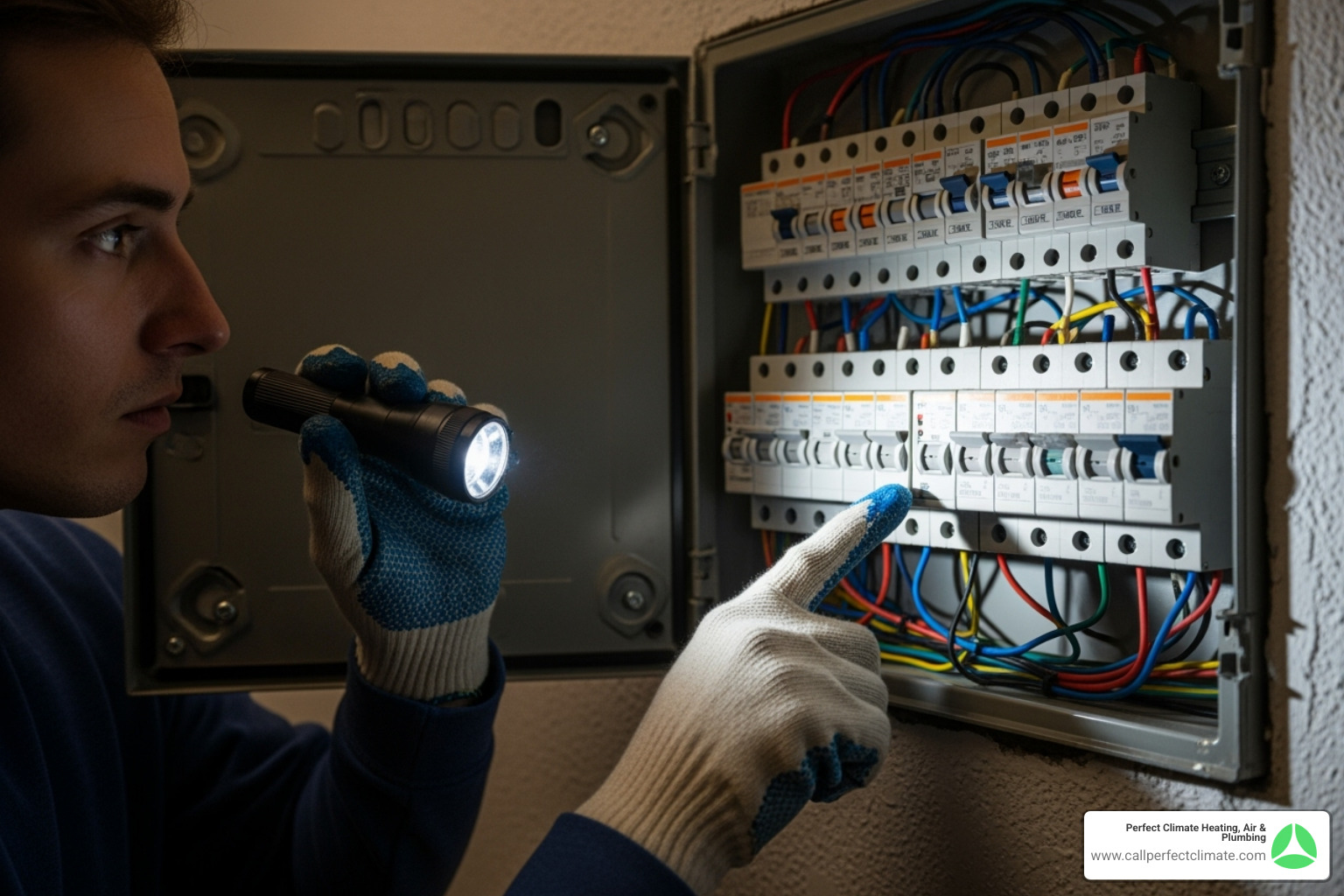 person checking circuit breaker panel - mini split common problems person checking circuit breaker panel - mini split common problems