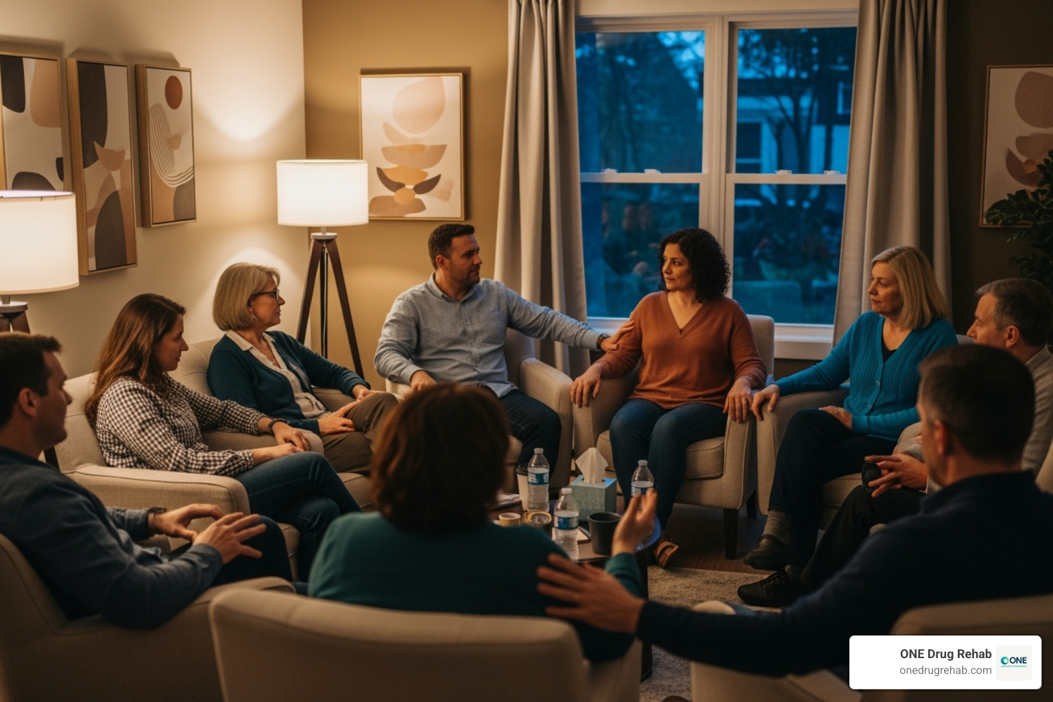 Image of a support group meeting, showing community and connection - does rehab work Image of a support group meeting, showing community and connection - does rehab work
