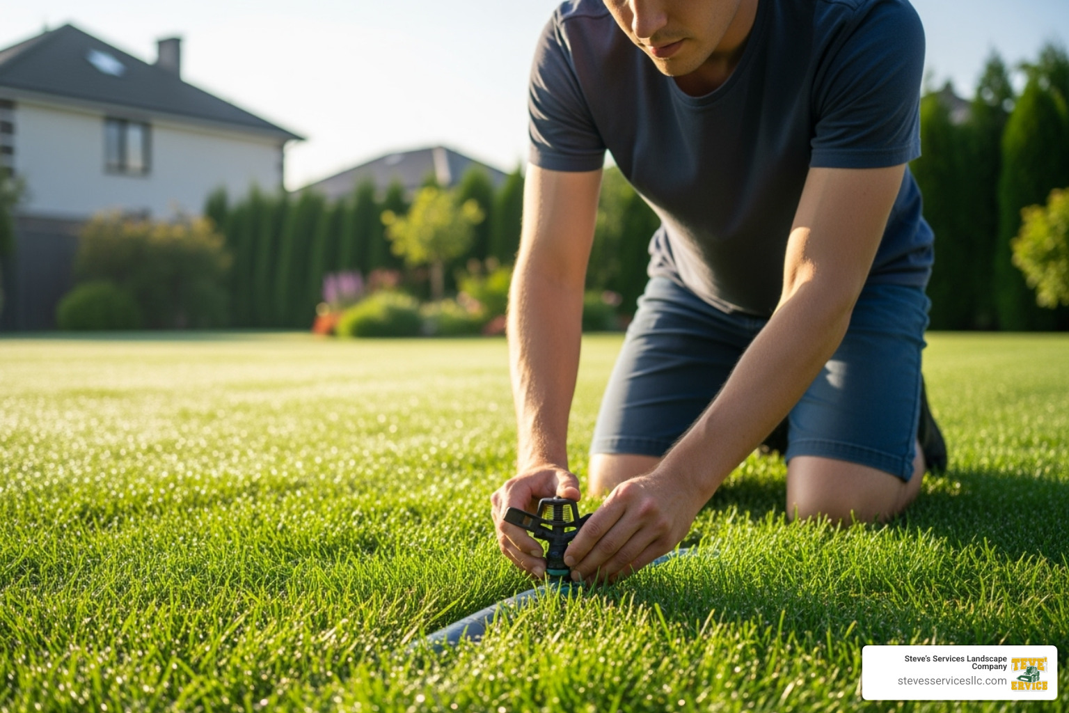 homeowner adjusting sprinkler system - how much does sprinkler system cost