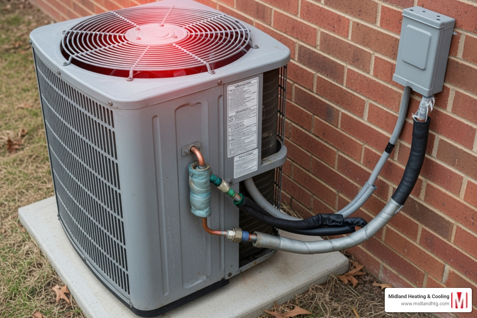 AC outdoor unit with common problem areas highlighted - Affordable AC services