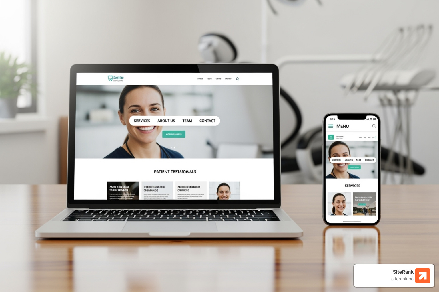 dental website displayed on a laptop and a mobile phone - dental practice seo dental website displayed on a laptop and a mobile phone - dental practice seo