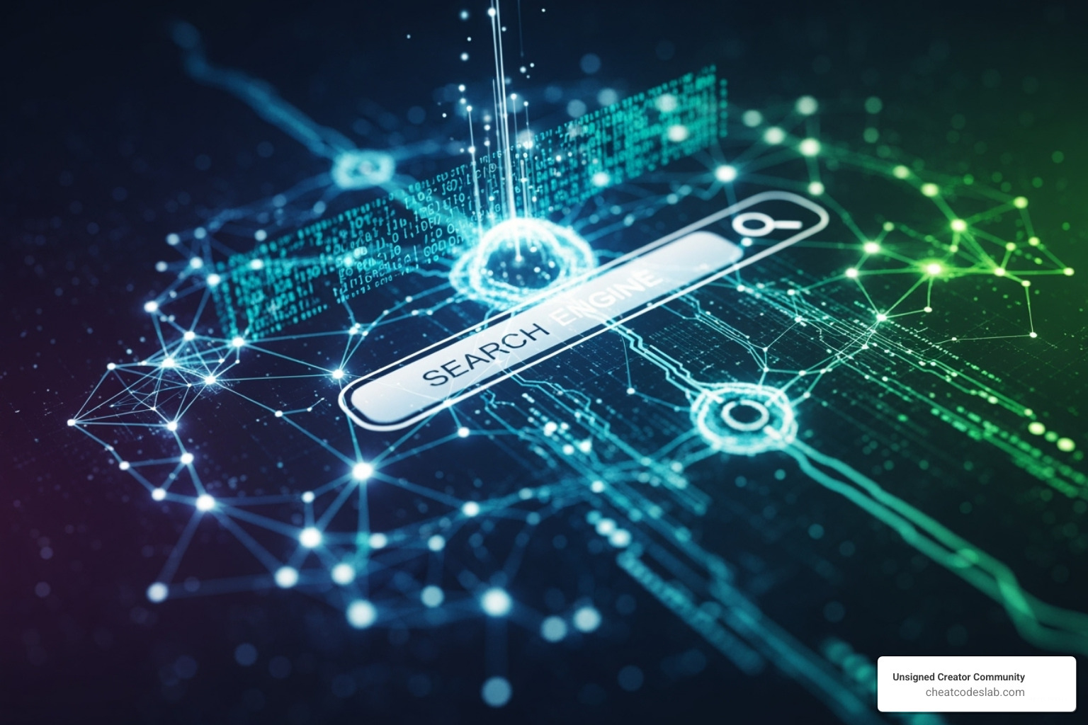 a futuristic graphic showing AI and search integration - seo ai software