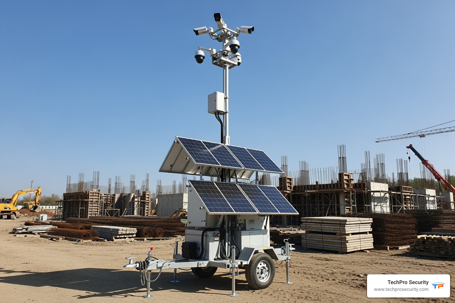 solar-powered mobile surveillance unit (MSU) - construction site security camera monitoring