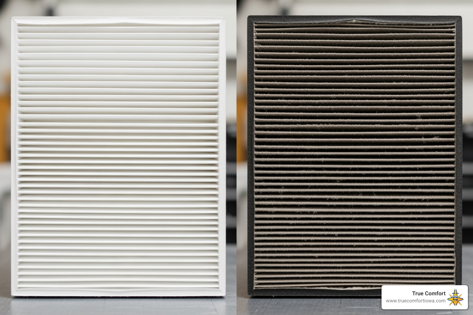 comparing a clean and a dirty furnace air filter - Furnace won't turn on