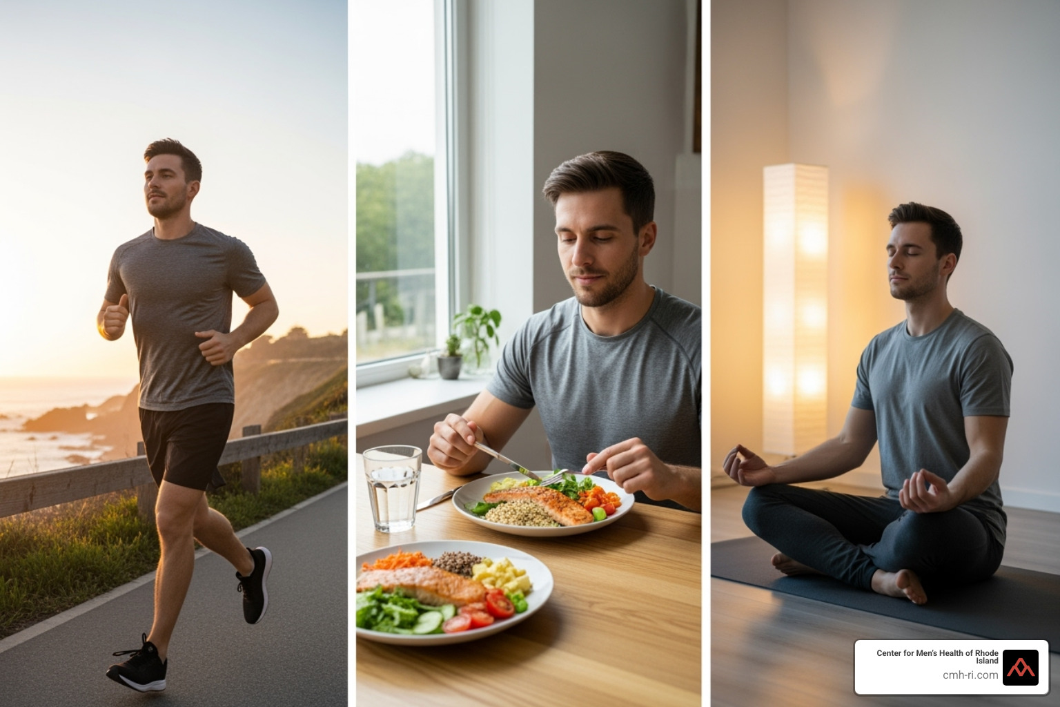 Man exercising, eating healthy, and meditating - what is the most effective treatment for erectile dysfunction Man exercising, eating healthy, and meditating - what is the most effective treatment for erectile dysfunction