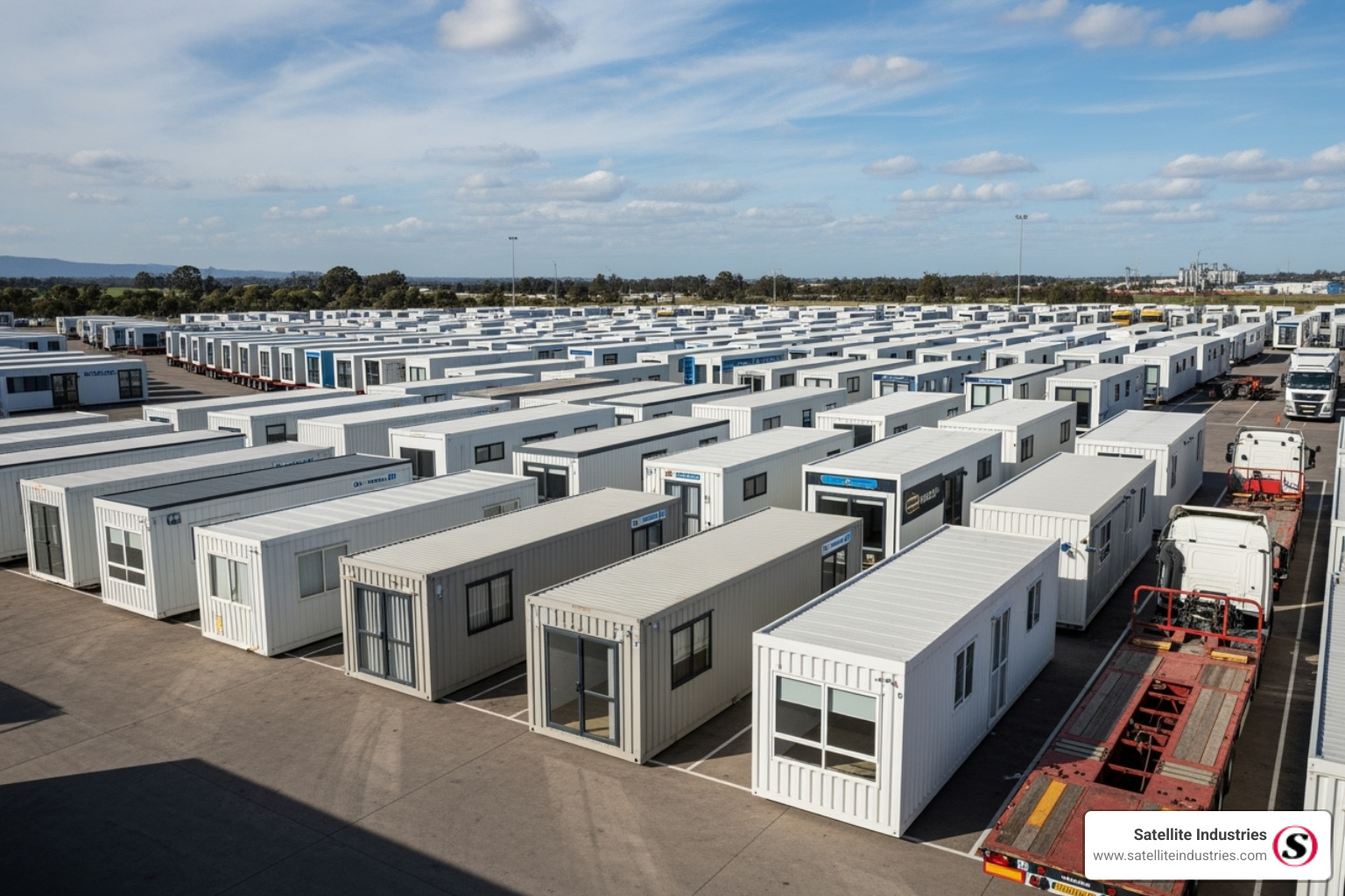 fleet of new portable accommodation units ready for distribution - Portable accommodation units