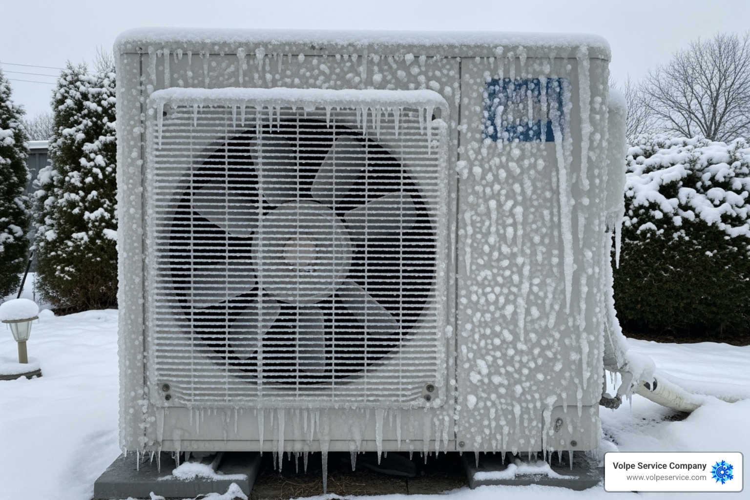 Image of a frozen outdoor heat pump unit - heat pump compressor repair