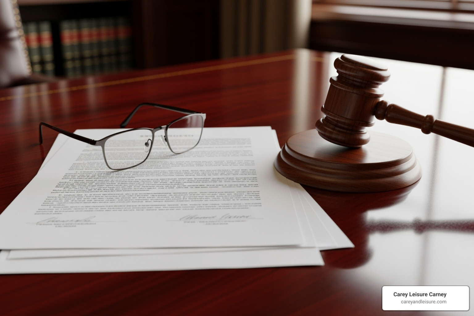 Legal document with gavel and glasses - spinal cord injury lawyer