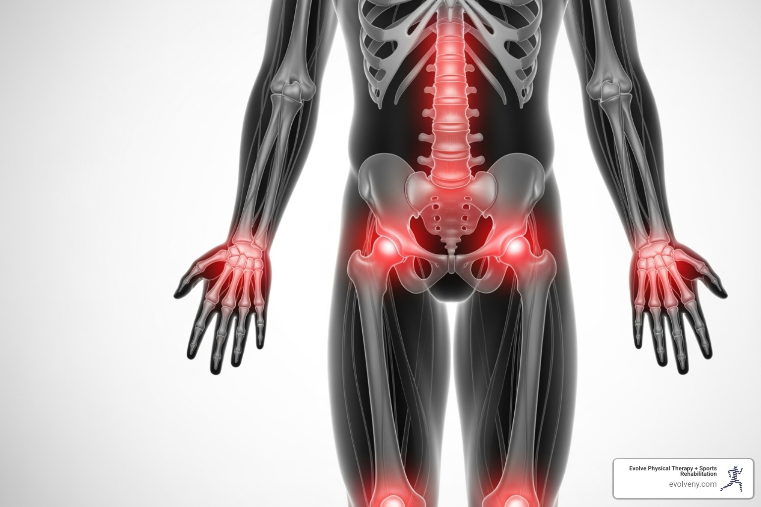 Common joints affected by arthritis: hands, knees, hips, and spine - Physical therapy for arthritis