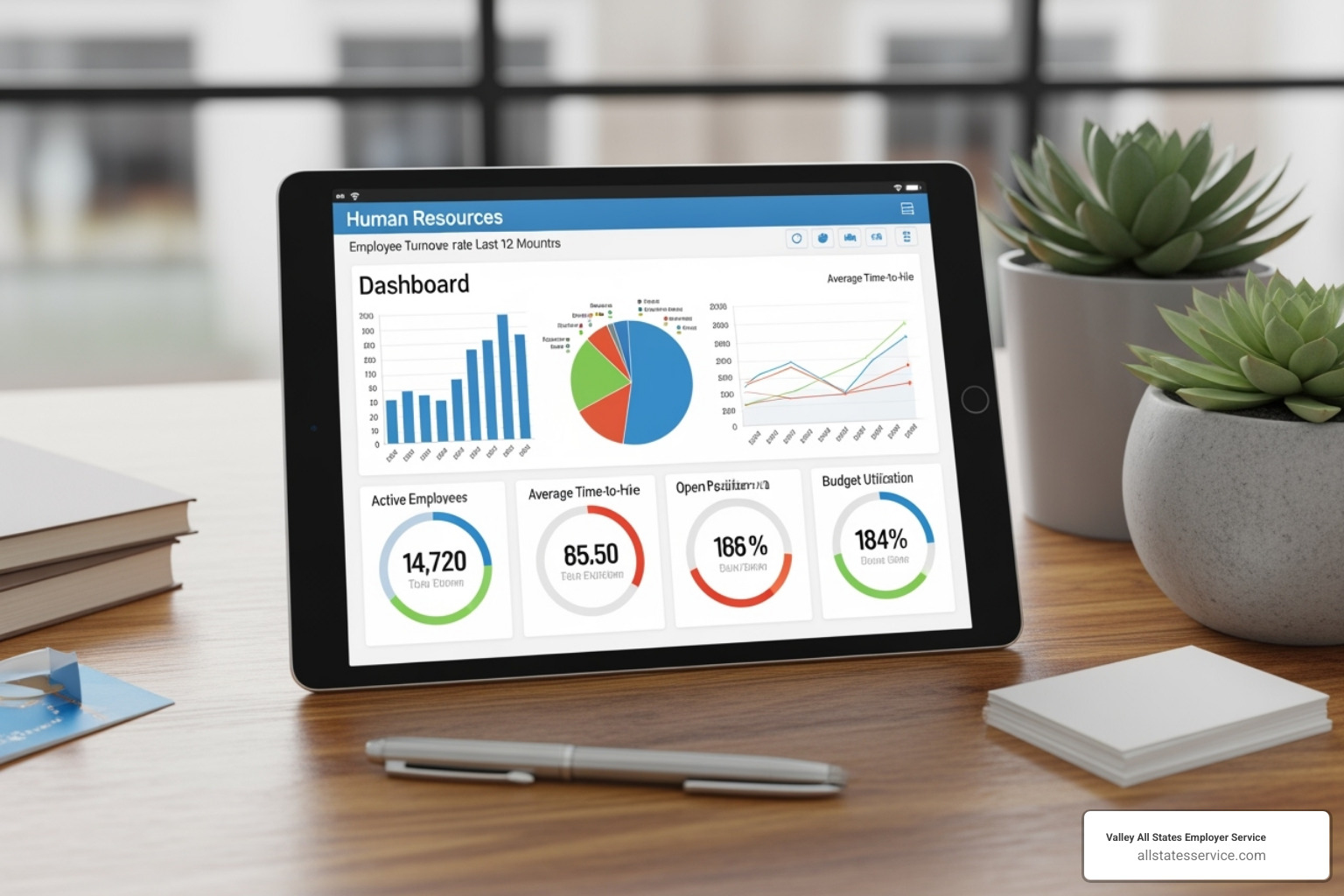 HR dashboard showing key metrics on a tablet - Improve HR efficiency