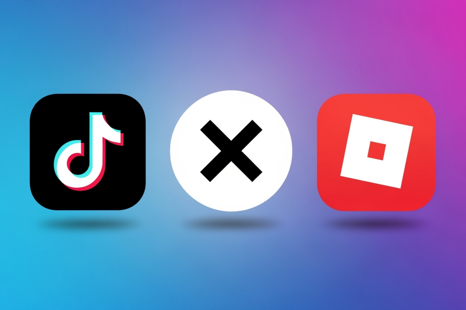 Social media app icons including TikTok, X (formerly Twitter), and Roblox - sybau