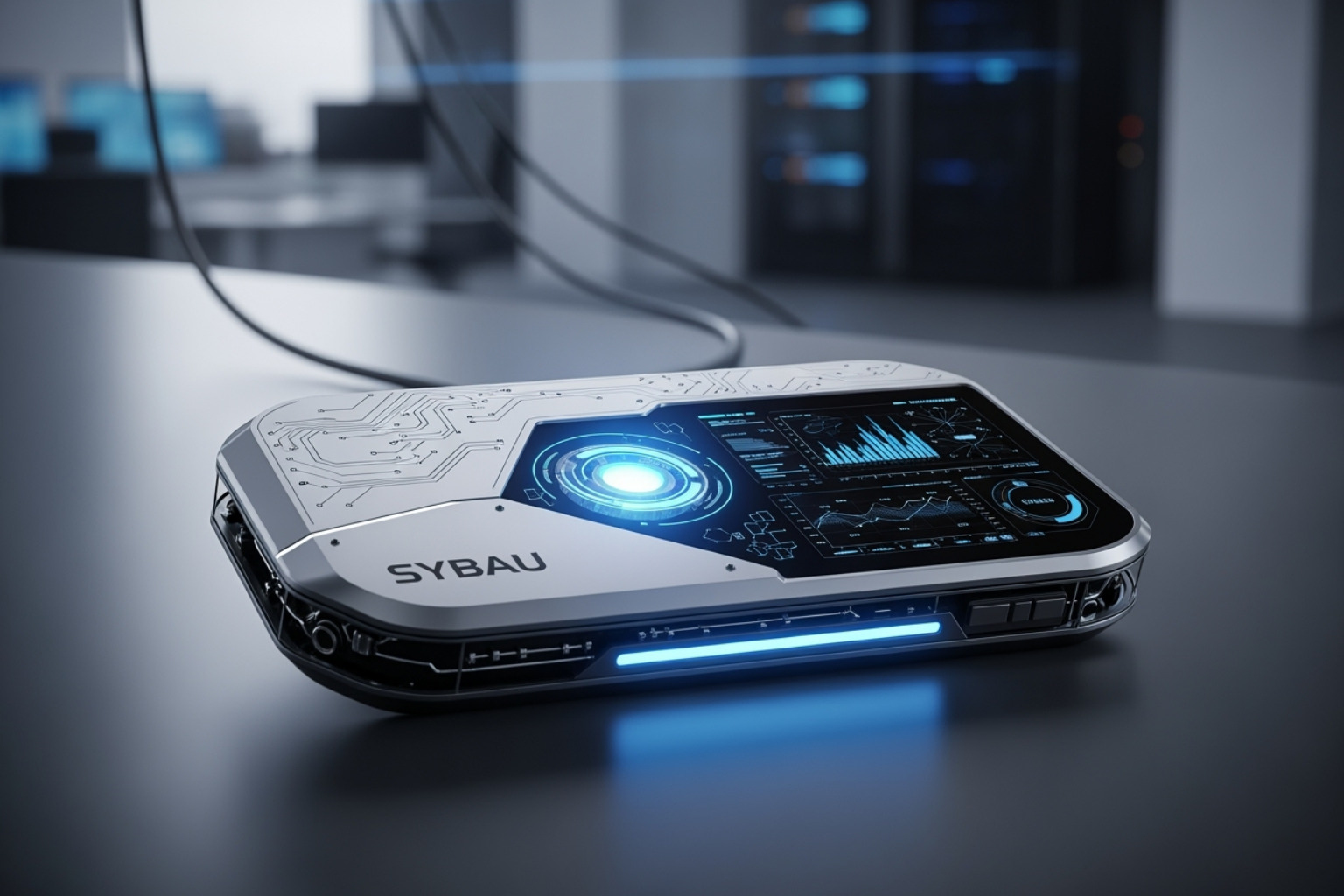 A white question mark icon on a blue background - sybau