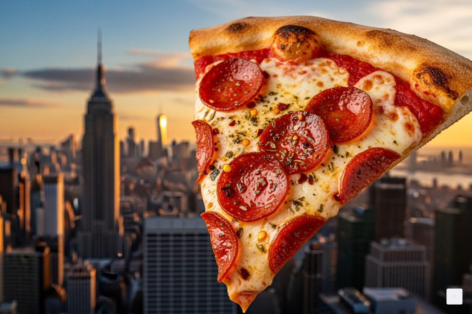 pizza with a cityscape backdrop - pizza near me