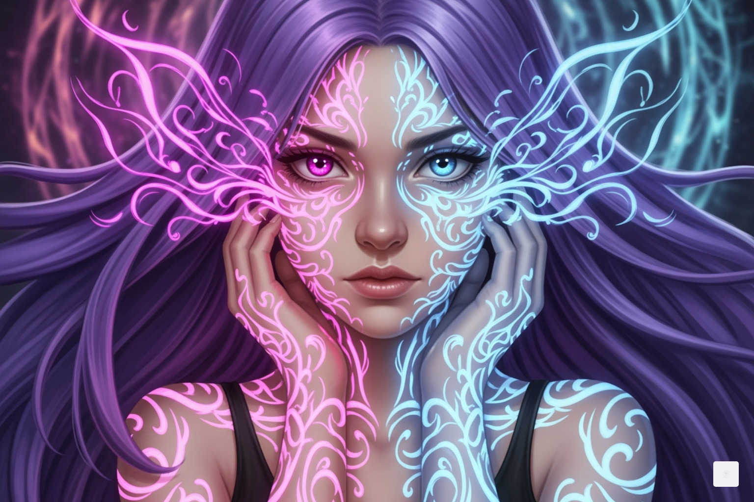 Rumi's glowing demonic markings change color based on her emotional state and acceptance of her dual heritage - rumi kpop demon hunters