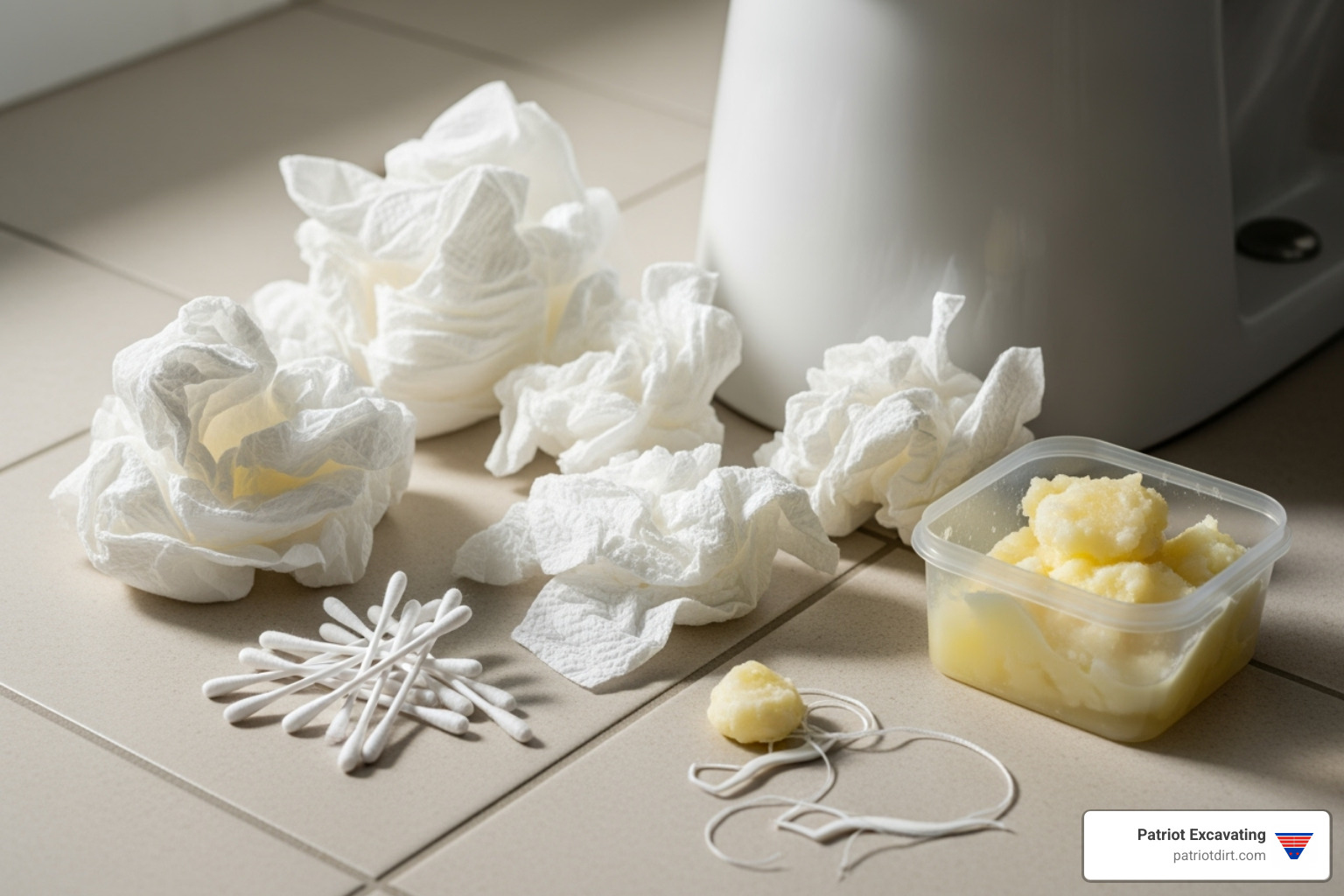 items that should not be flushed, like wipes and grease - septic tank cleaning
