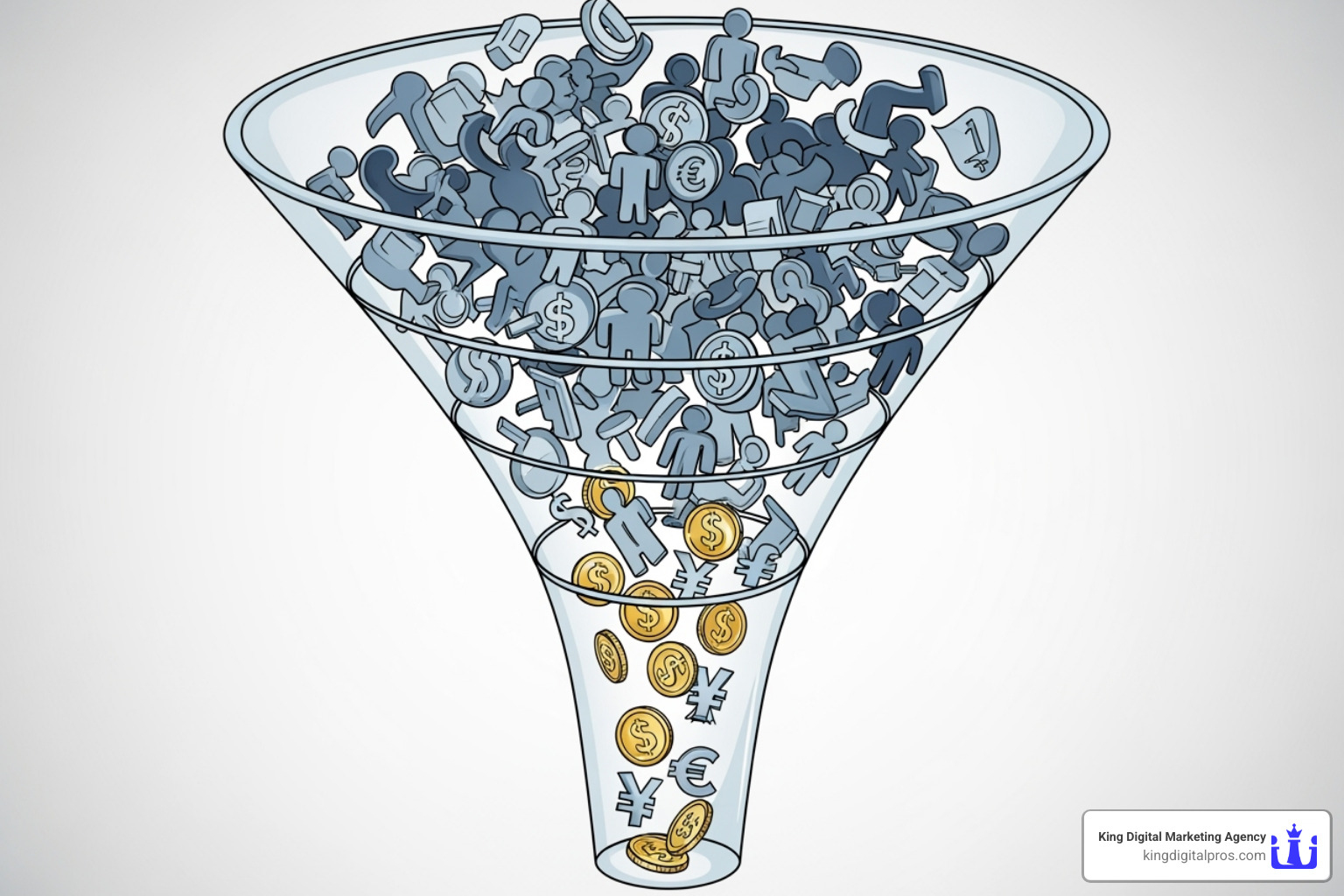 funnel with leads entering the top and money coming out the bottom - internet lead management