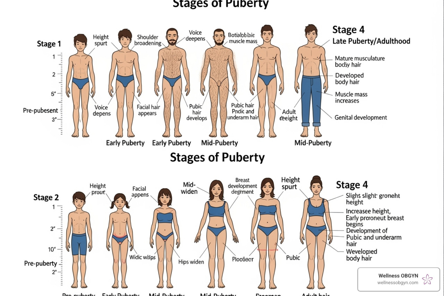 Puberty Changes in Boys Diagram: Visual Guide to Key Stages