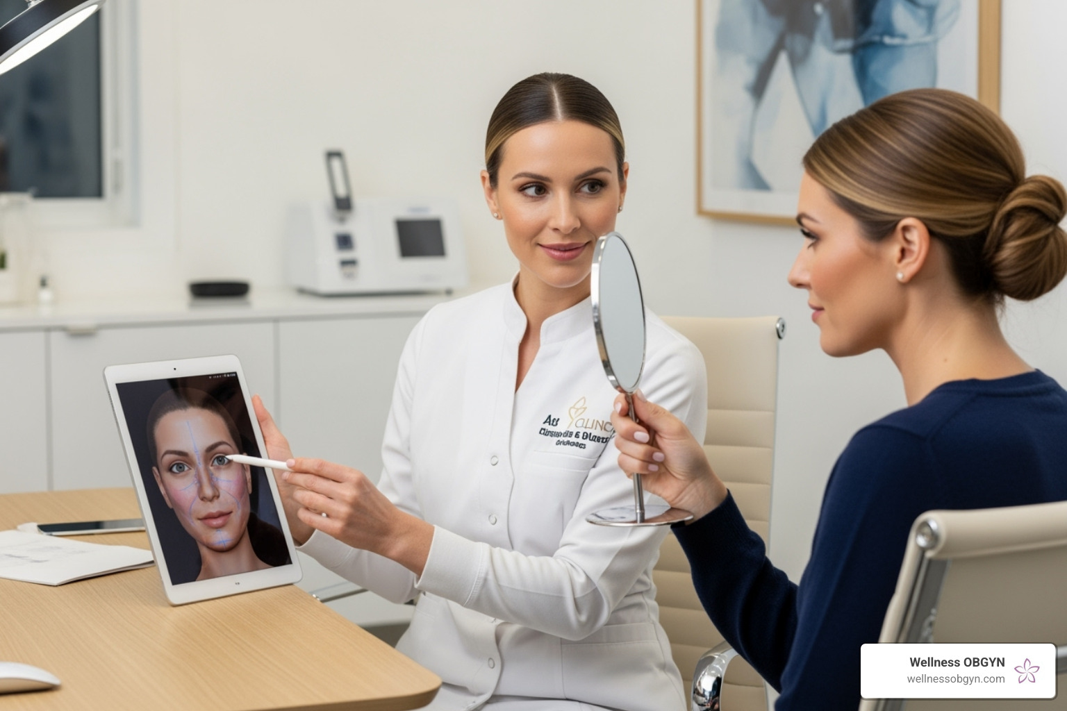 image of a skilled injector consulting with a patient - juvederm 1 syringe cost