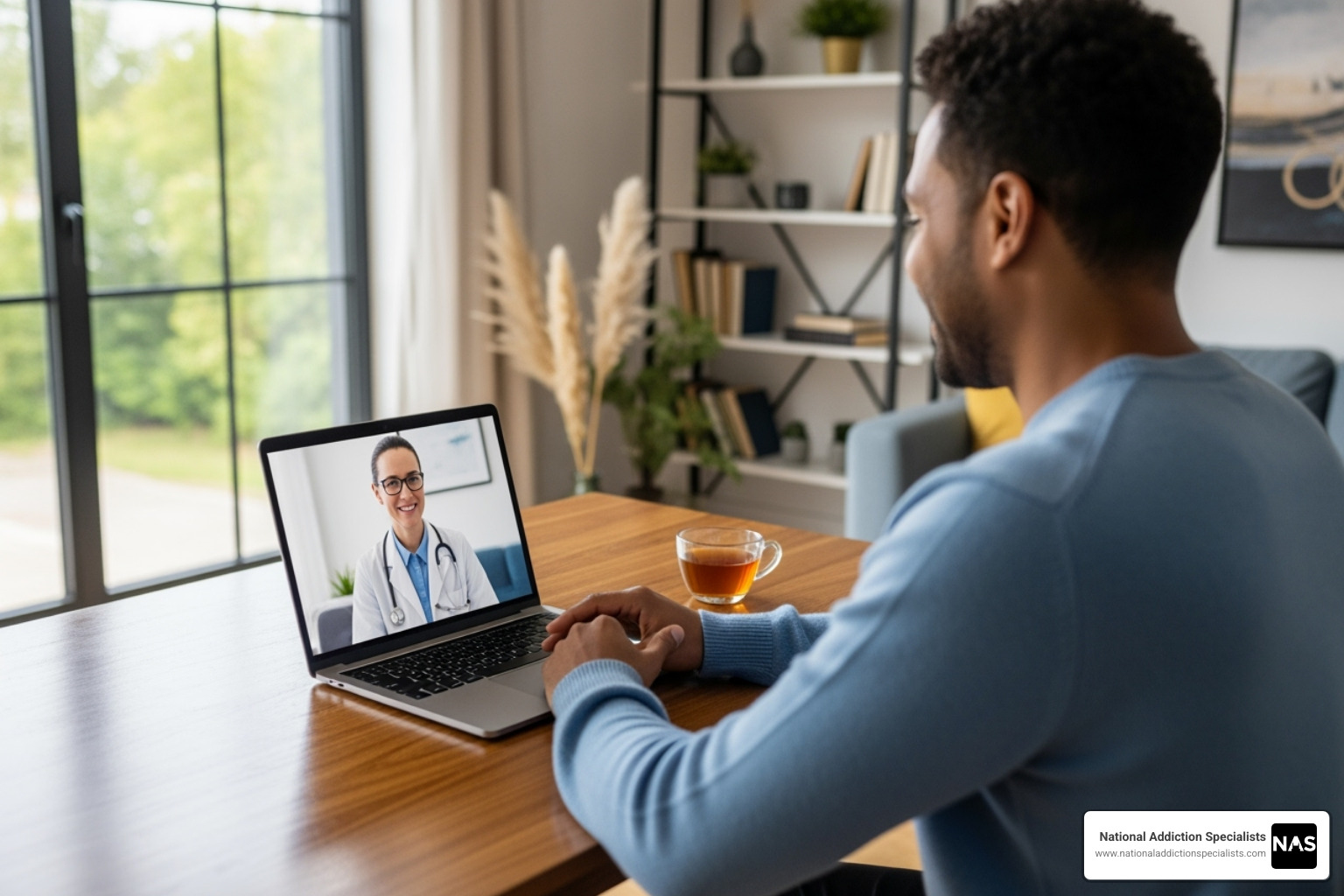 of a person having a telehealth consultation on a laptop - Suboxone treatment options