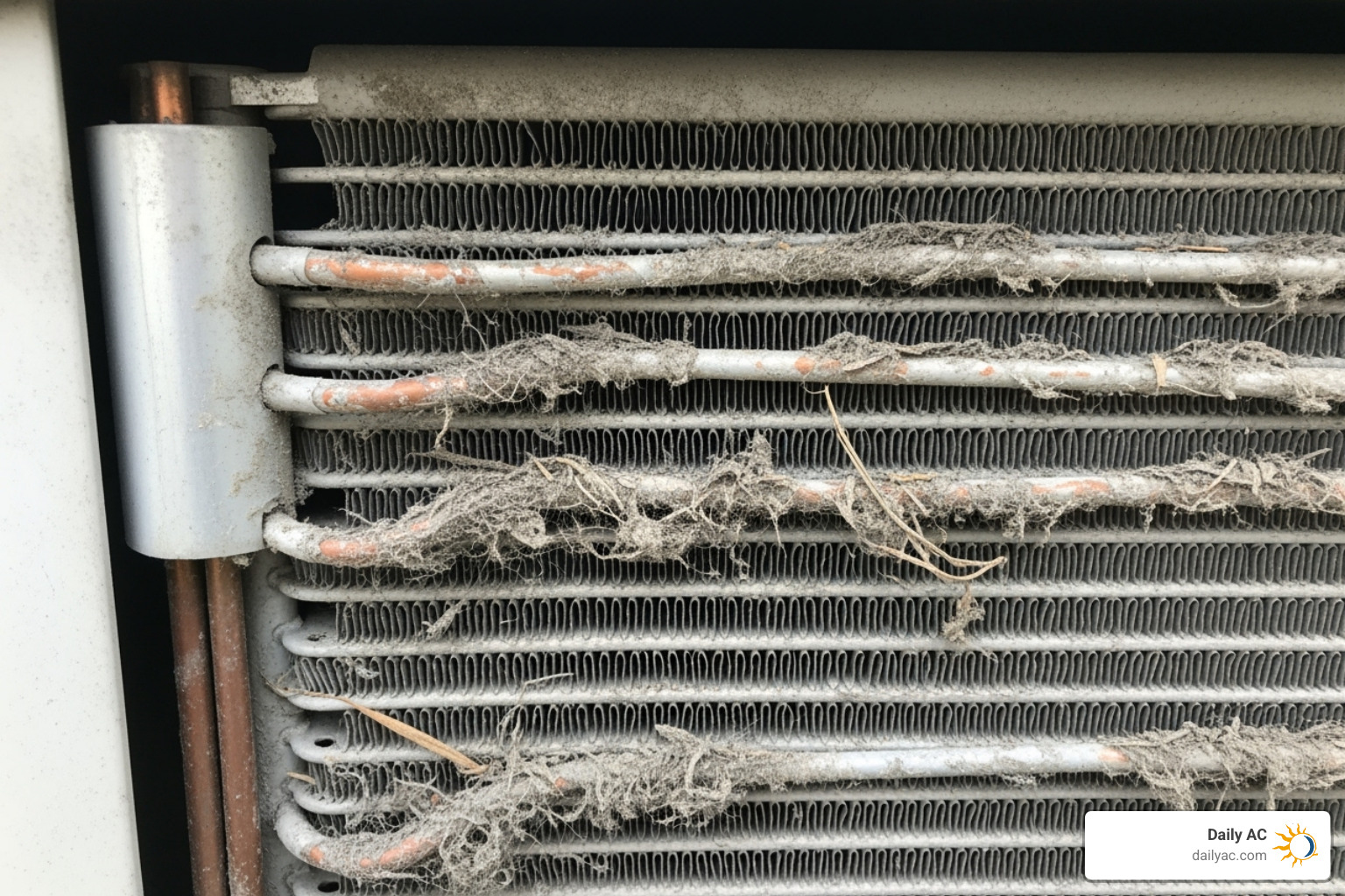 dirty, clogged heat pump coil - heat pump annual service