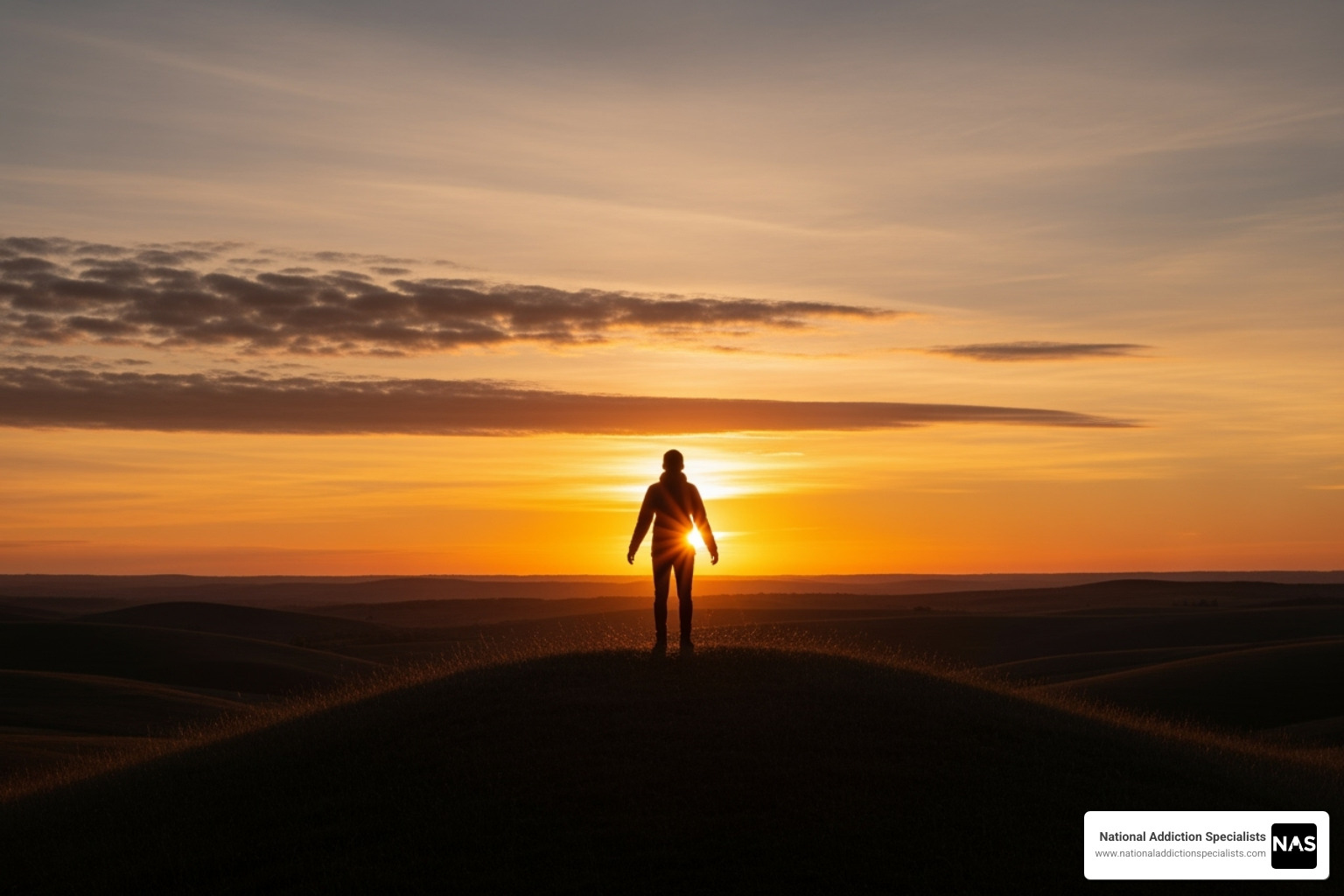 Person looking towards a hopeful sunrise, symbolizing recovery - opiods