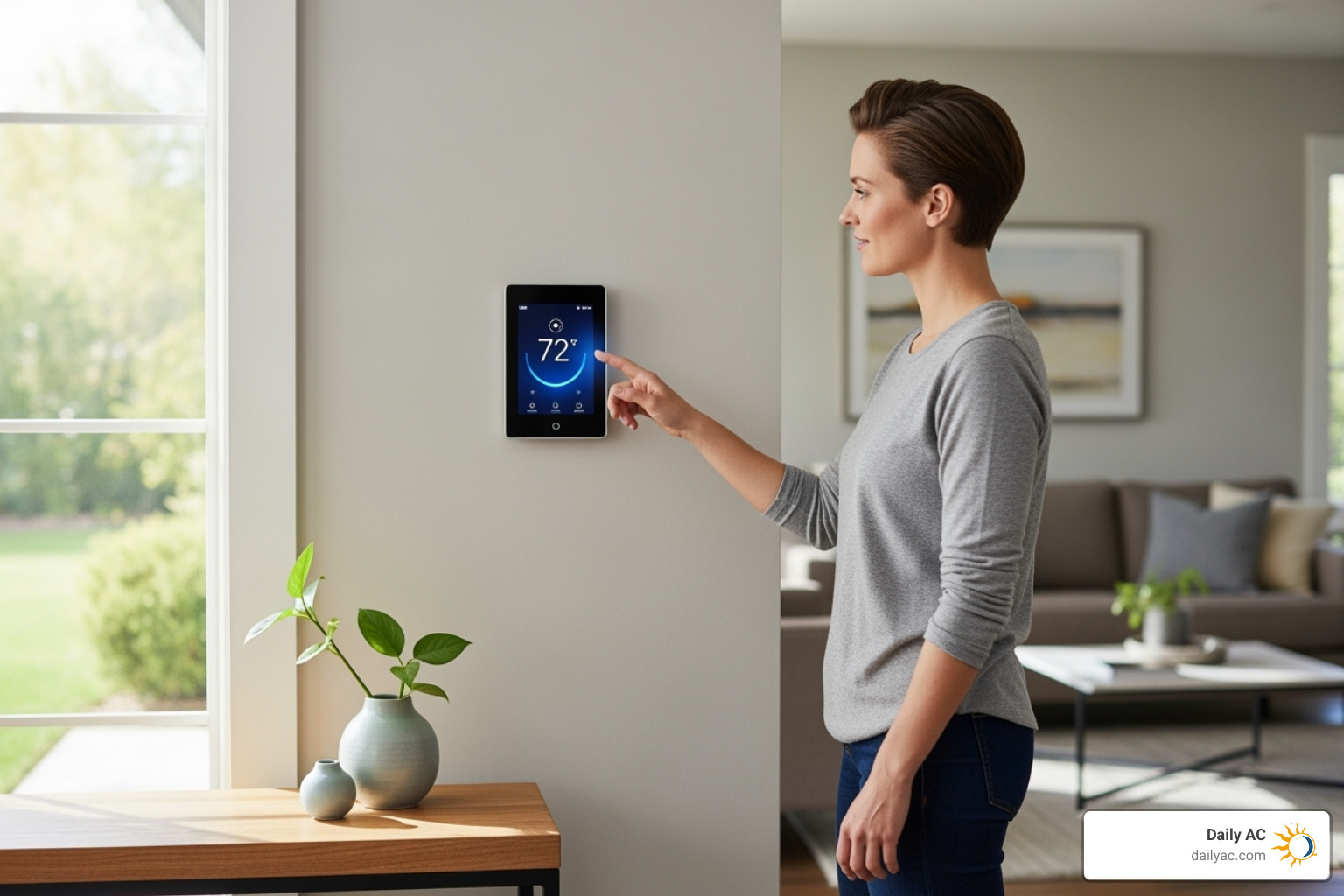 homeowner checking their thermostat - heat pump troubleshooting guide