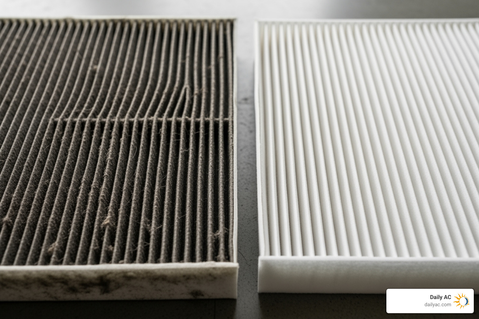 dirty air filter next to a clean one - heat pump troubleshooting guide