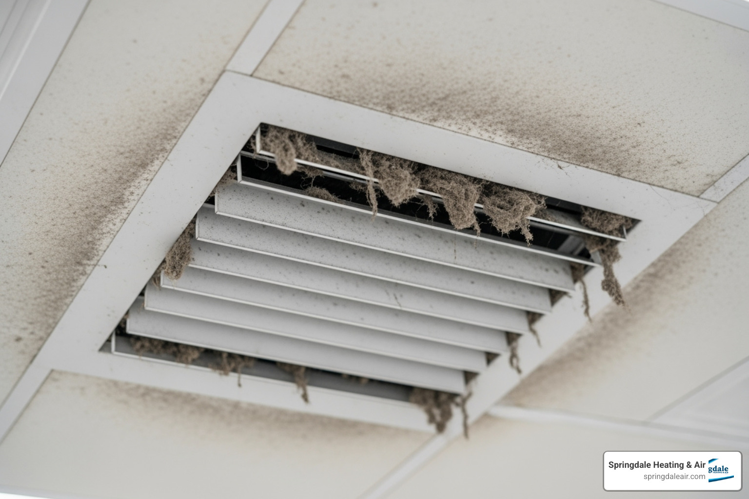 dust and debris accumulated on a commercial ceiling vent - air duct solutions dust and debris accumulated on a commercial ceiling vent - air duct solutions