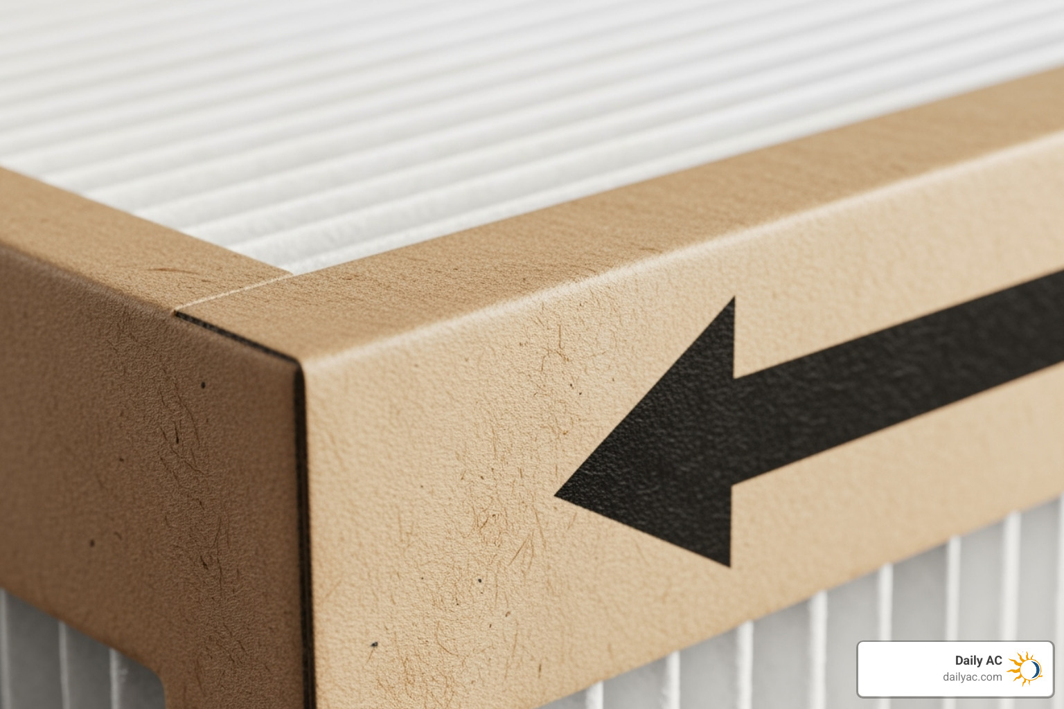 Image demonstrating how to read the airflow arrow on a filter frame - AC filter replacement