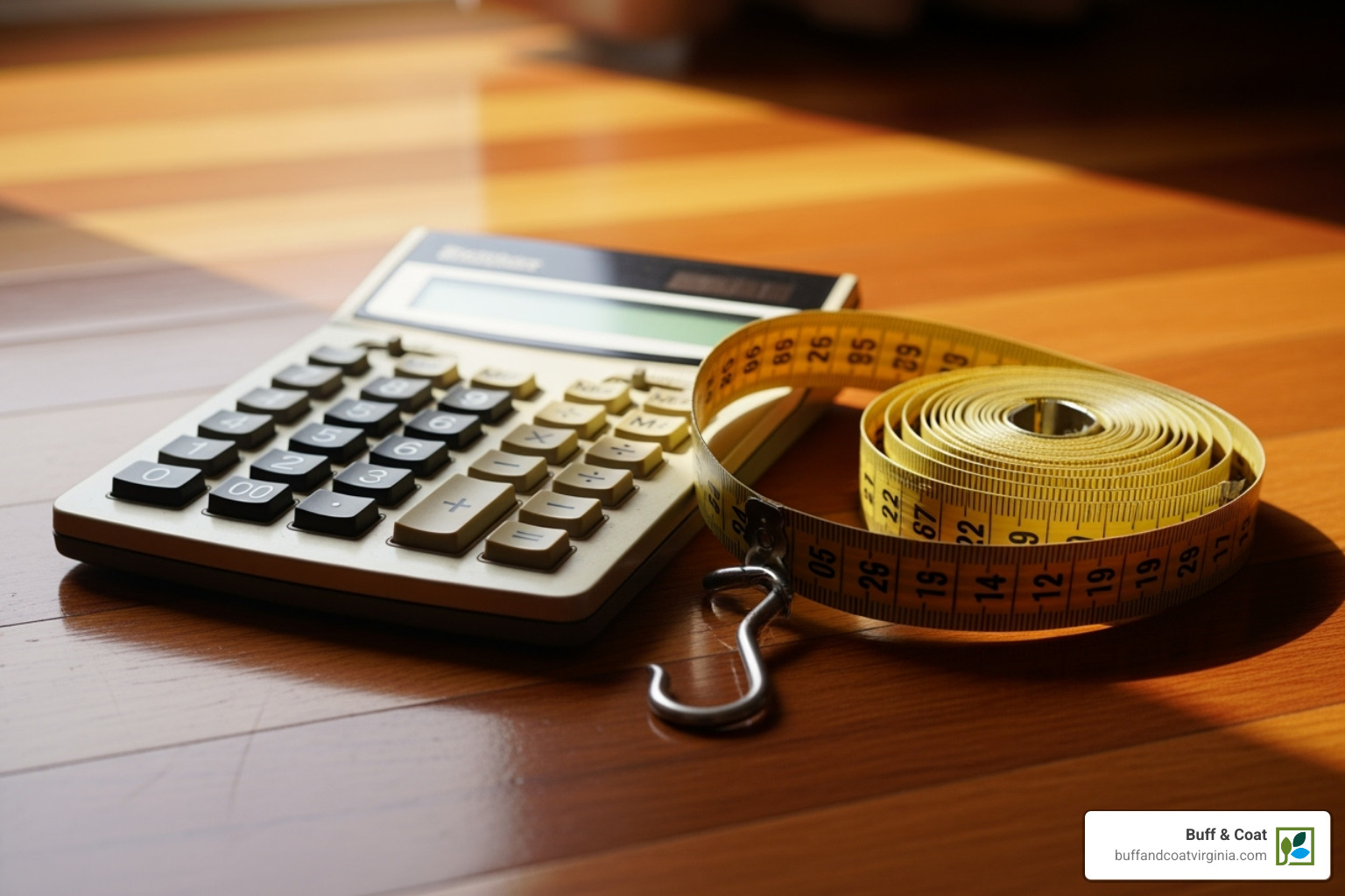 calculator and measuring tape on a hardwood floor - price to sand and refinish hardwood floors calculator and measuring tape on a hardwood floor - price to sand and refinish hardwood floors