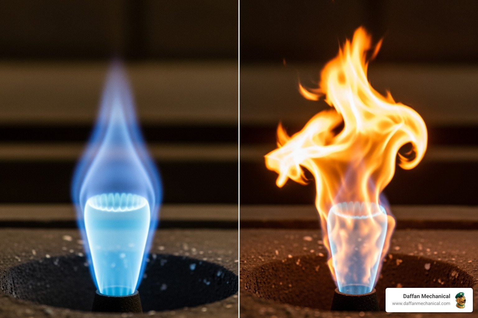 comparing a healthy blue furnace flame to a dangerous yellow one - furnace carbon monoxide comparing a healthy blue furnace flame to a dangerous yellow one - furnace carbon monoxide