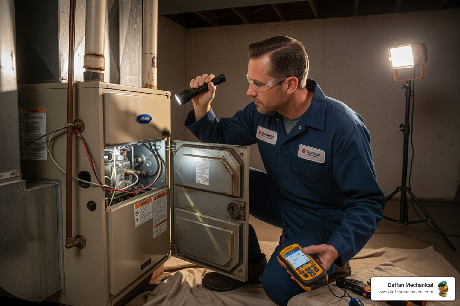 technician inspecting a furnace - furnace carbon monoxide technician inspecting a furnace - furnace carbon monoxide