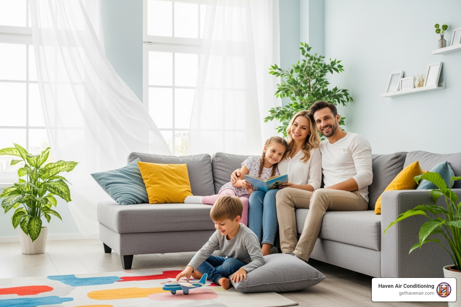 family breathing easy in a clean home - air duct cleaning irvine