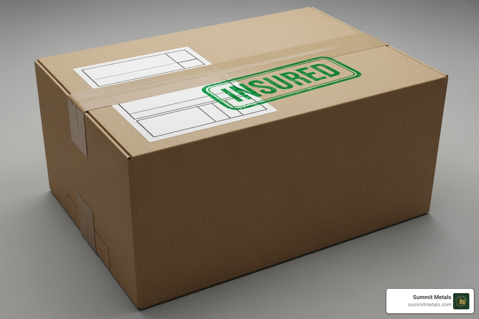 a securely packaged box with an insured shipping label - sell gold and silver