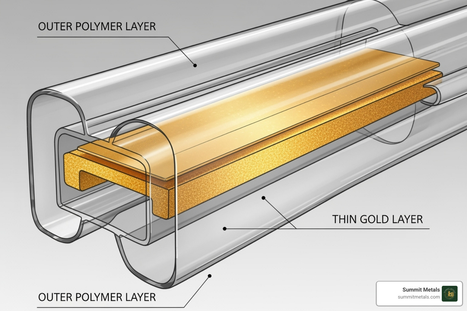 illustrating the layers of a Goldback (polymer, gold, polymer) - are goldbacks real gold