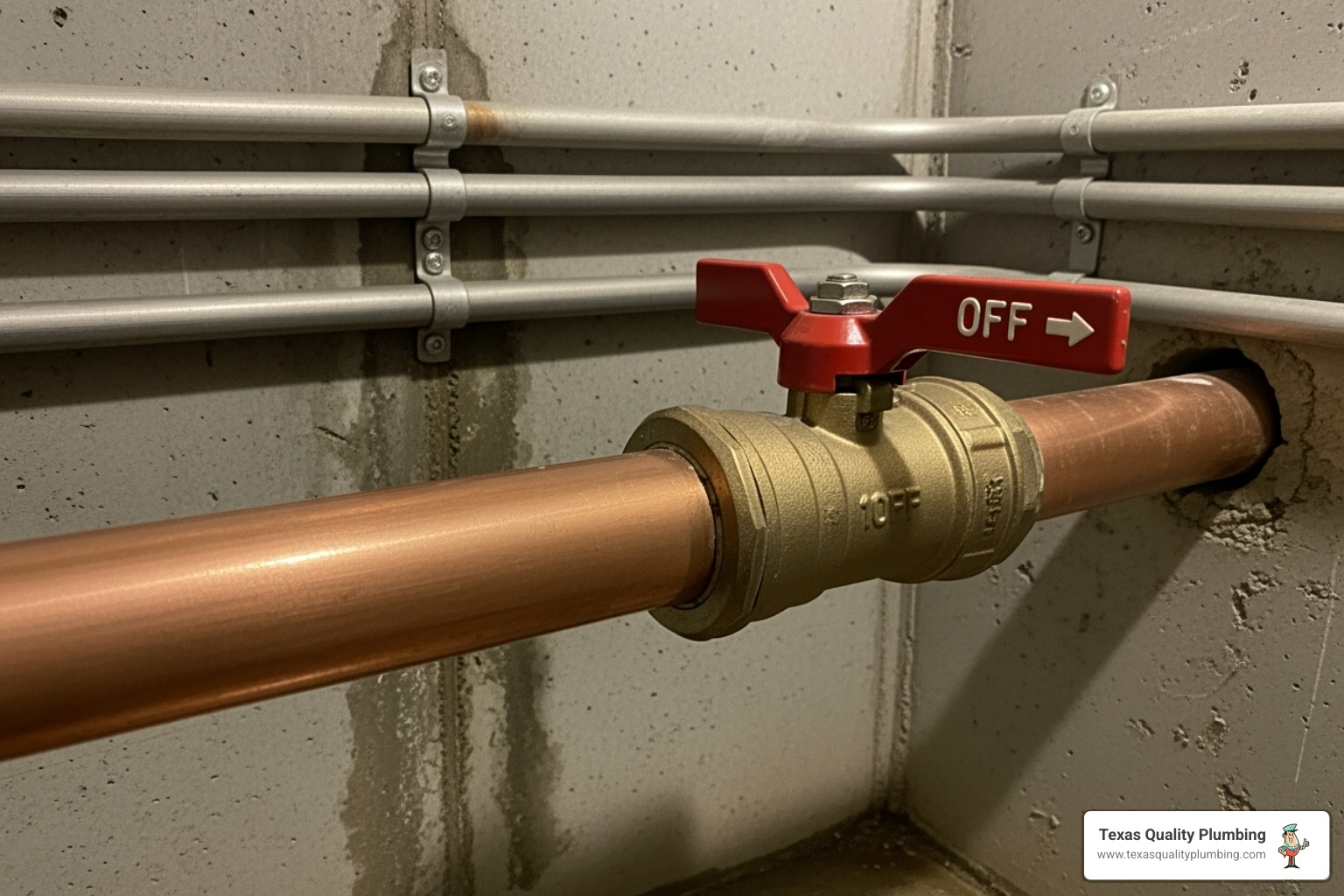 main water supply line with a shutoff valve clearly marked - water softener installation