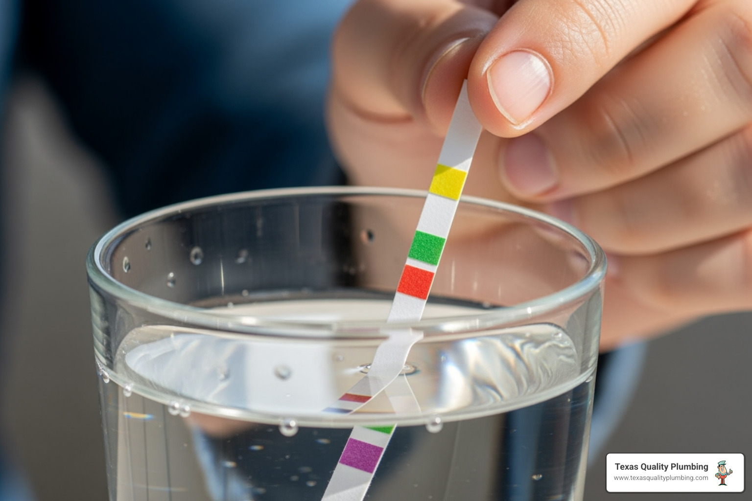 person testing tap water with a test strip - water softener installation