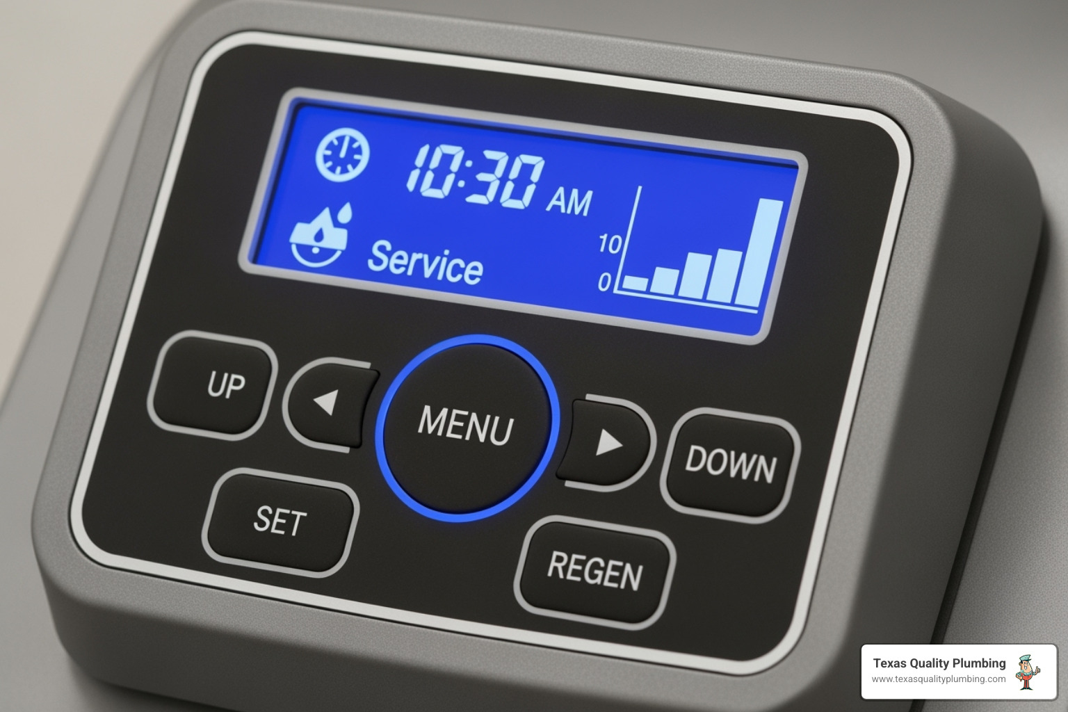 digital control head on a water softener - water softener installation