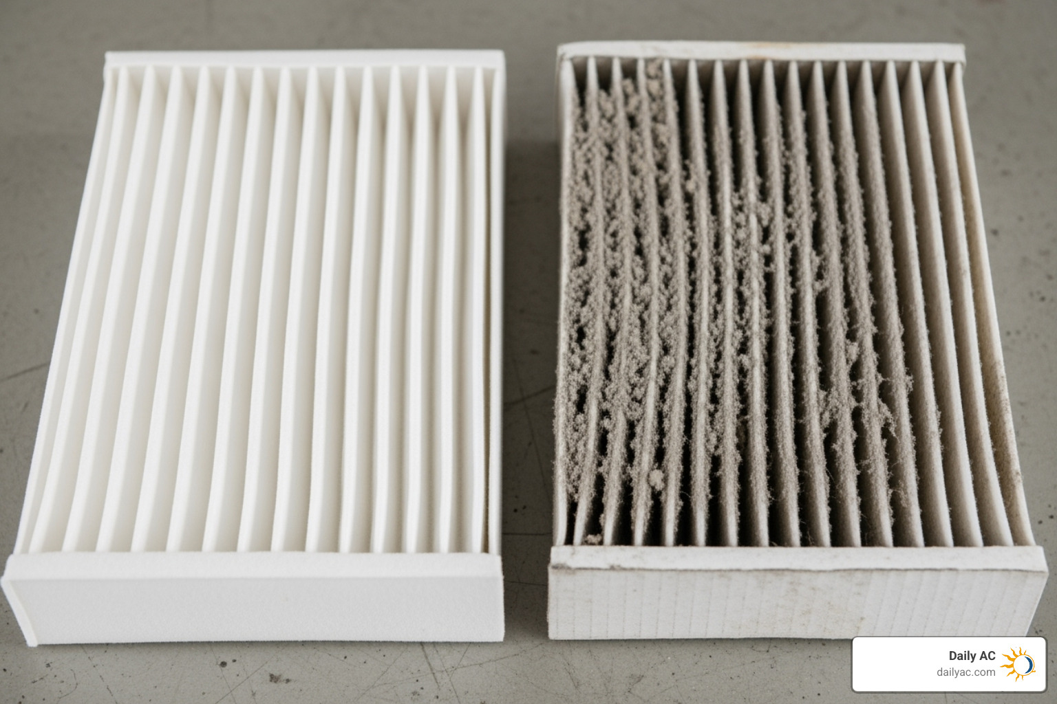clean air filter vs dirty air filter - hvac annual maintenance plan