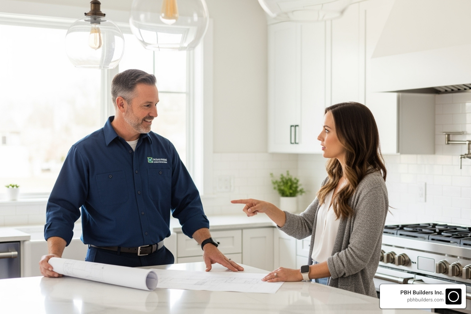 professional contractor consulting with a homeowner in a kitchen - Kitchen Remodeling San Diego professional contractor consulting with a homeowner in a kitchen - Kitchen Remodeling San Diego