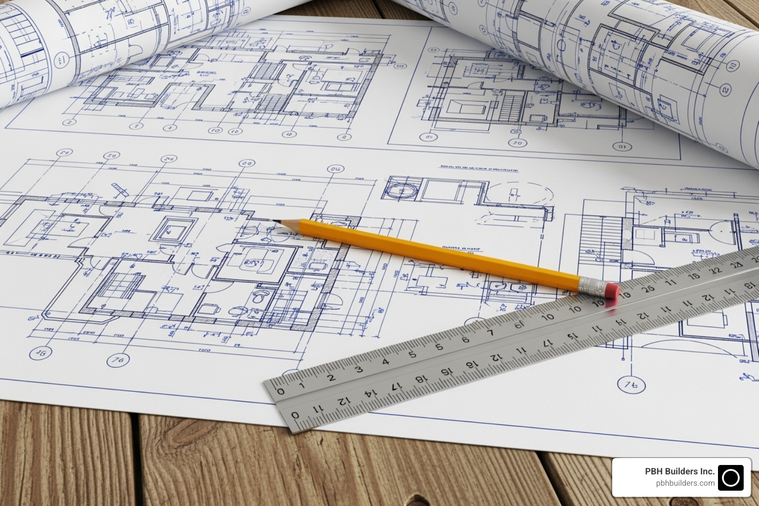 construction blueprint on table - san diego home remodeling