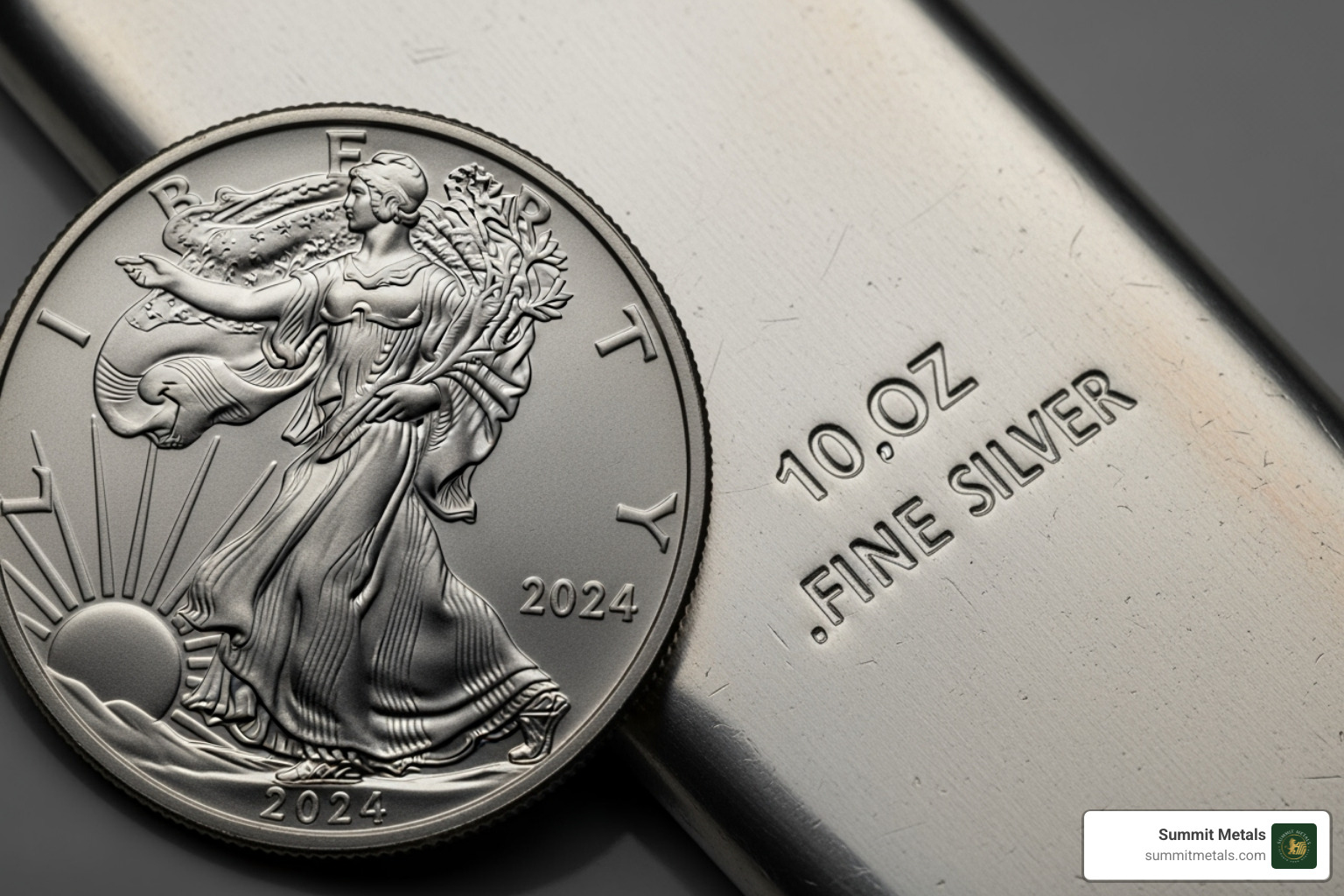 Silver American Eagle coin and a 10 oz silver bar - where to sell my silver