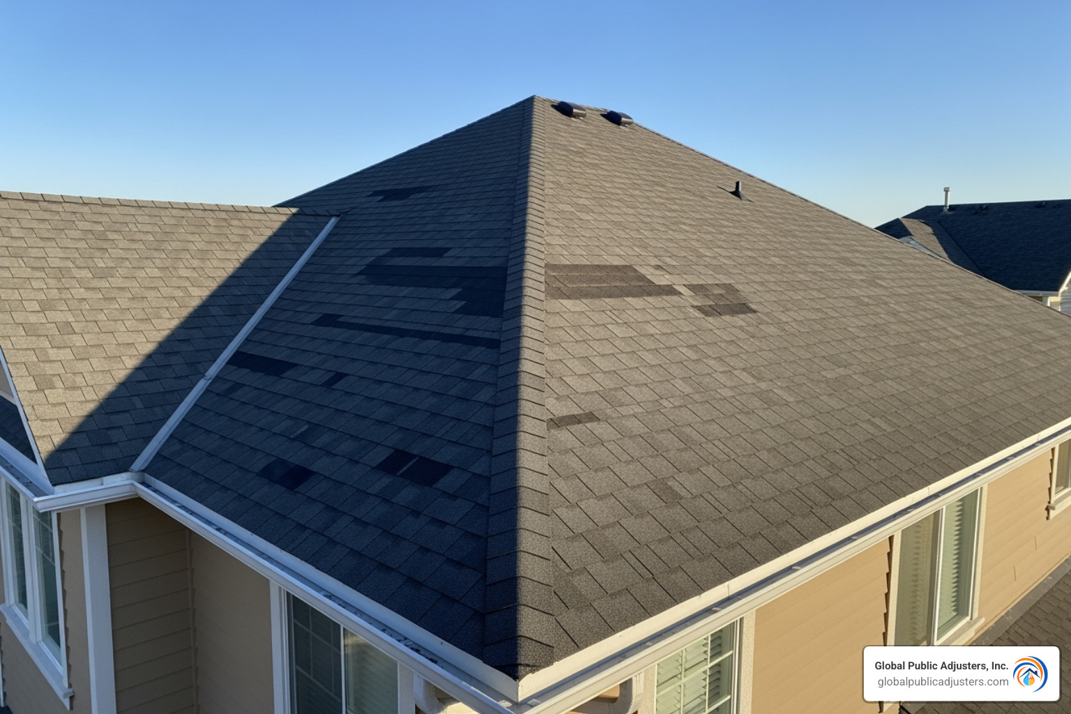 repaired, new-looking roof after hail damage - Hail storm damage